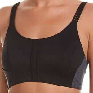 Free People Black and Gray Sports Bra Echo Strappy Short New